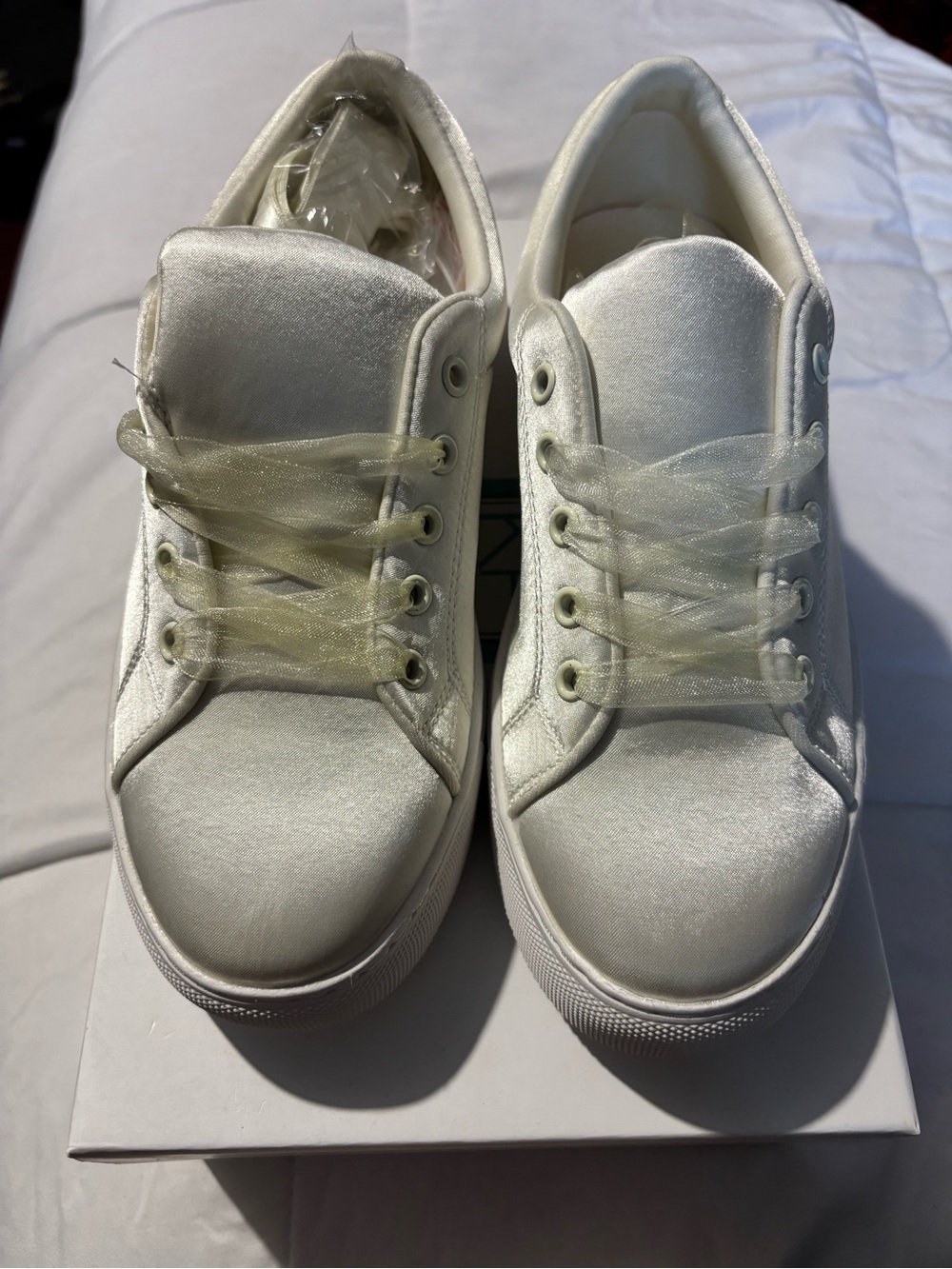 White Satin Sneakers size 7